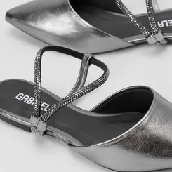 Sapatilha Slingback Gabriela Tira Strass Grafite