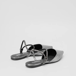 Sapatilha Slingback Gabriela Tira Strass Grafite