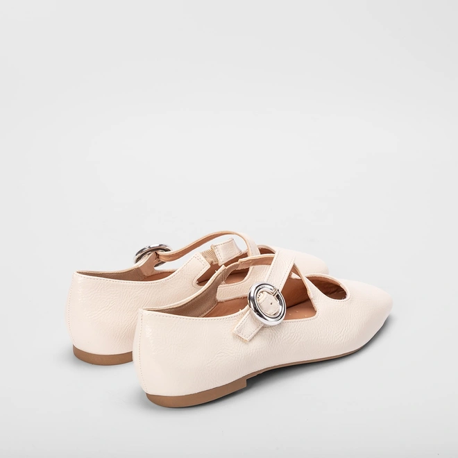 Sapatilha Boneca Gabriela Texturizada Off White