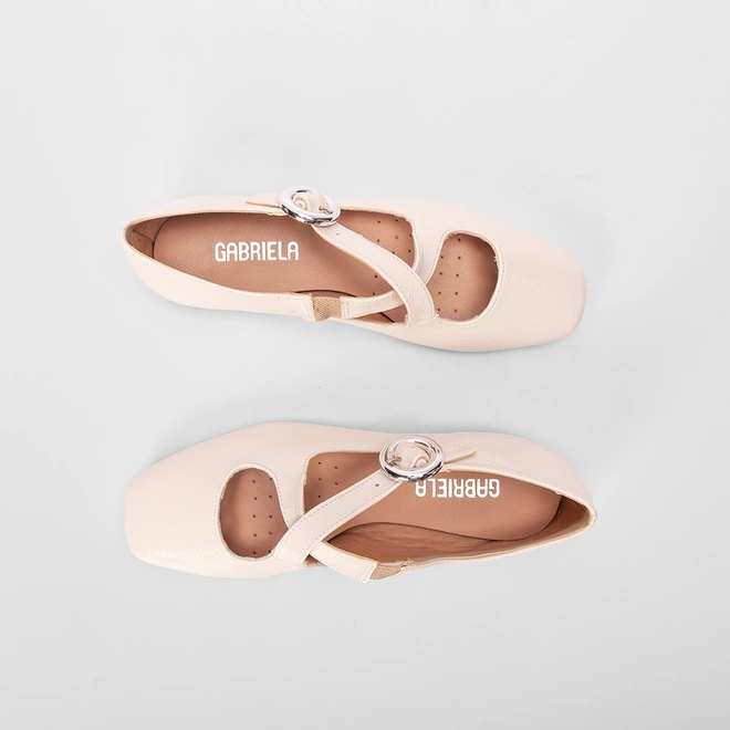 Sapatilha Boneca Gabriela Texturizada Off White