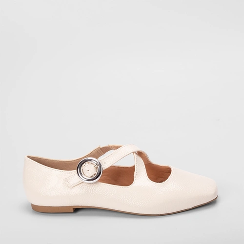 Sapatilha Boneca Gabriela Texturizada Off White