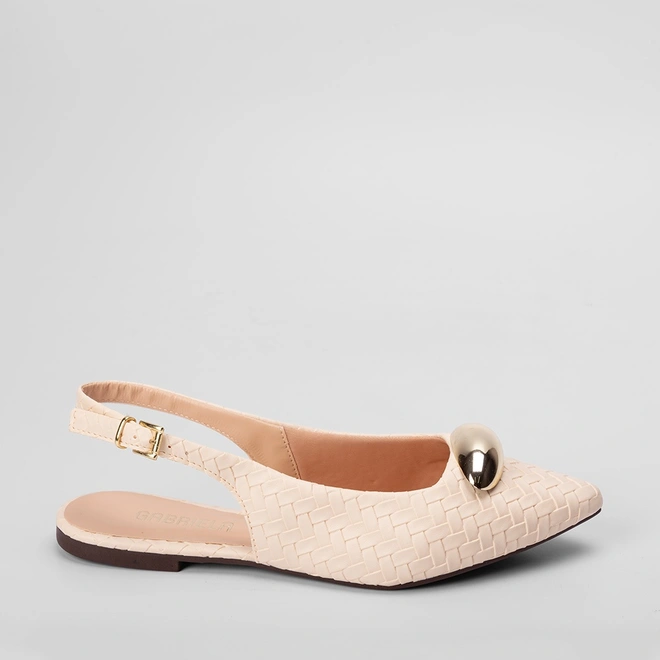 Sapatilha Slingback Gabriela Enfeite Bold Off White