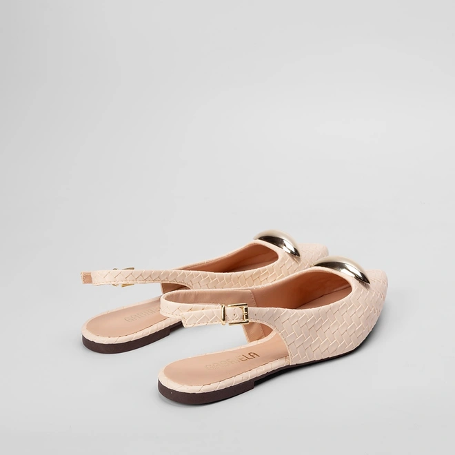 Sapatilha Slingback Gabriela Enfeite Bold Off White