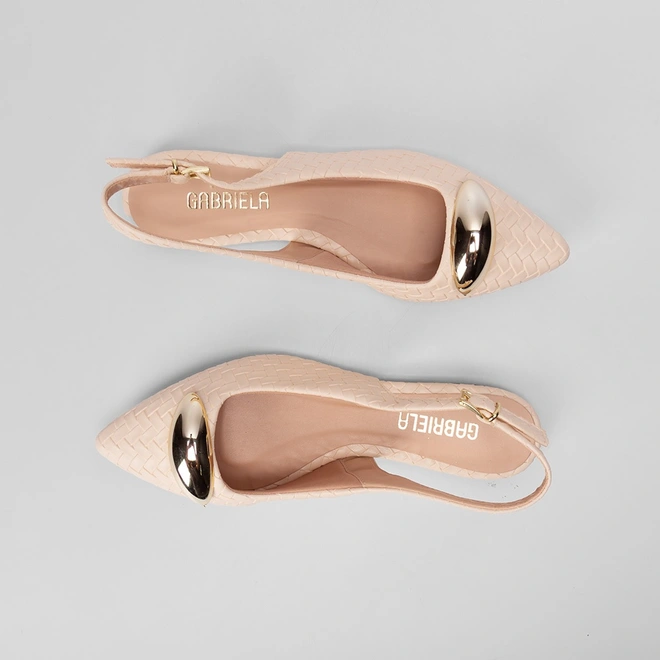 Sapatilha Slingback Gabriela Enfeite Bold Off White