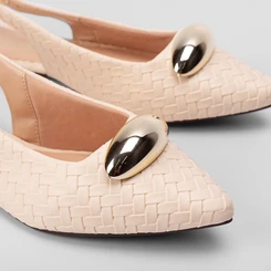 Sapatilha Slingback Gabriela Enfeite Bold Off White
