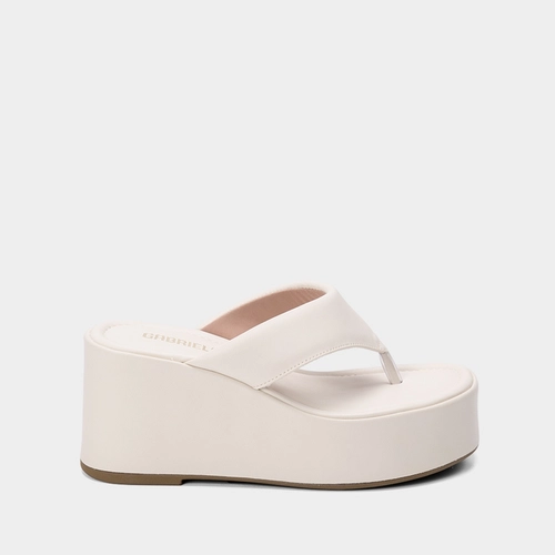 Tamanco Gabriela Plataforma Tira de Dedo Puffer Off White