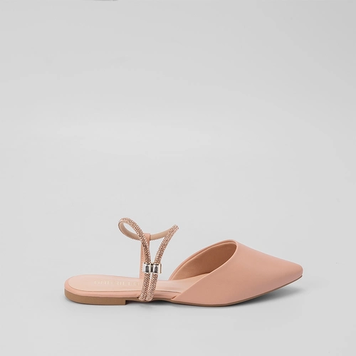Sapatilha Slingback Gabriela Tira Strass Nude