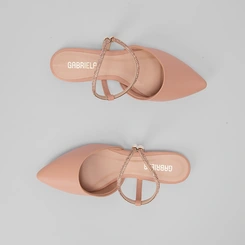 Sapatilha Slingback Feminina Gabriela Tira Strass Nude