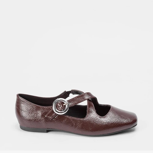 Sapatilha Boneca Gabriela Texturizada Marrom