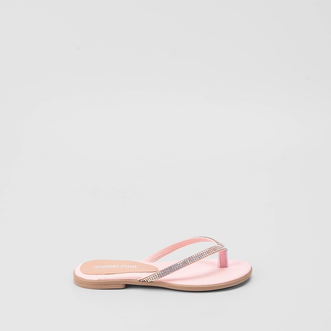 Rasteira Infantil Gabrielinha Tiras Strass Rosa