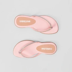 Rasteira Infantil Gabrielinha Tiras Strass Rosa