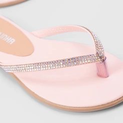 Rasteira Infantil Gabrielinha Tiras Strass Rosa