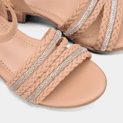 Sandália Infantil Gabrielinha Multitiras Em Tressê & Strass Nude