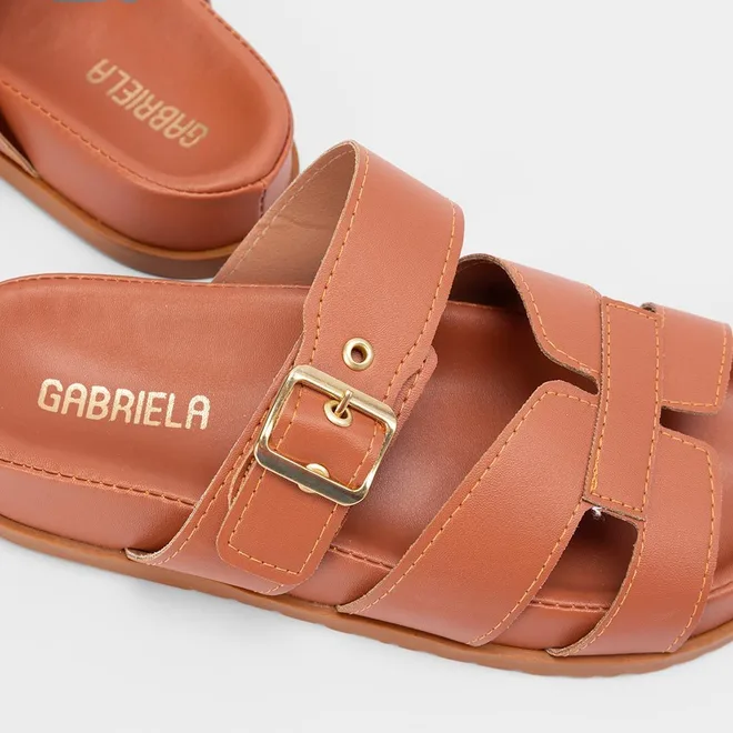 Papete Gabriela Tira Vazada & Fivela Caramelo