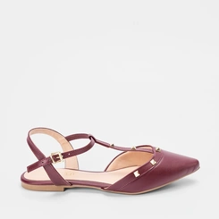 Slingback Gabriela Detalhe Recorte Tachas Vinho