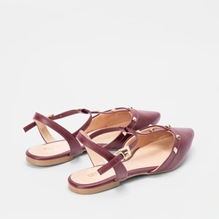 Slingback Gabriela Detalhe Recorte Tachas Vinho