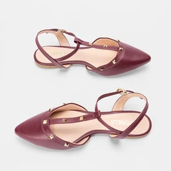Slingback Gabriela Detalhe Recorte Tachas Vinho