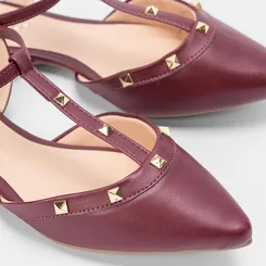 Slingback Gabriela Detalhe Recorte Tachas Vinho