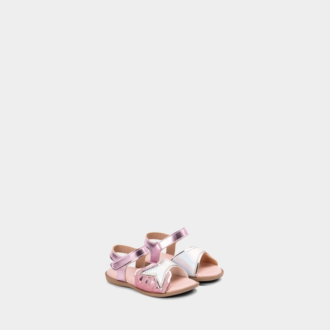 Sandália Bebê Gabrielinha Sereia Metalizado & Glitter Rosa