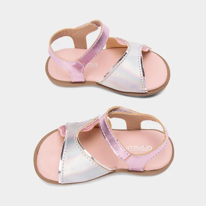 Sandália Bebê Gabrielinha Sereia Metalizado & Glitter Rosa