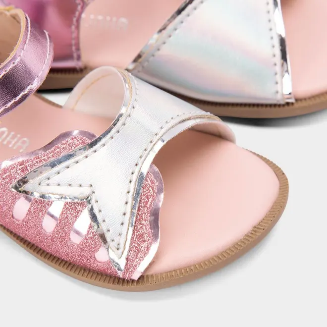 Sandália Bebê Gabrielinha Sereia Metalizado & Glitter Rosa