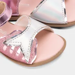 Sandália Bebê Gabrielinha Sereia Metalizado & Glitter Rosa