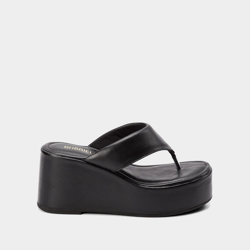 Tamanco Gabriela Plataforma Tira de Dedo Puffer Preto