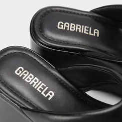 Tamanco Feminino Gabriela Plataforma Tira de Dedo Puffer Preto