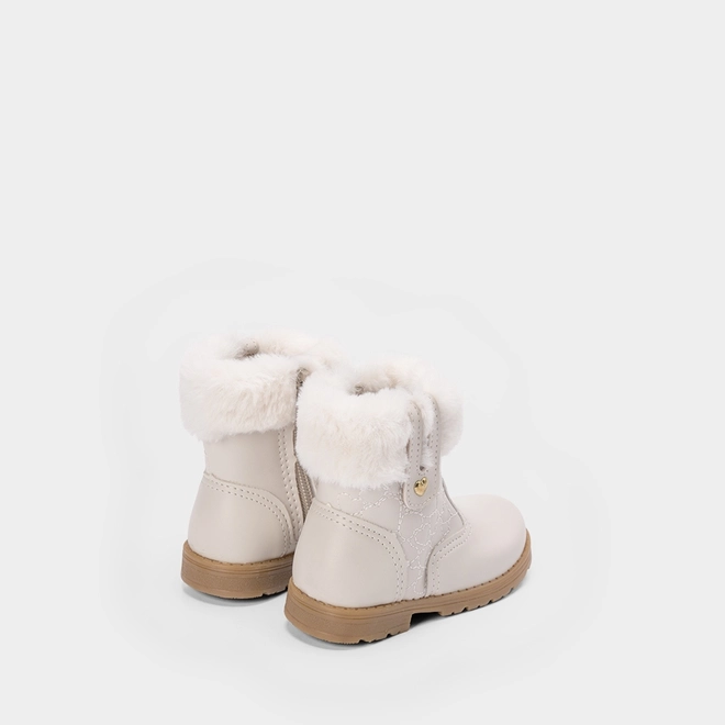 Bota Bebê Gabrielinha Detalhe Pelinho Bege