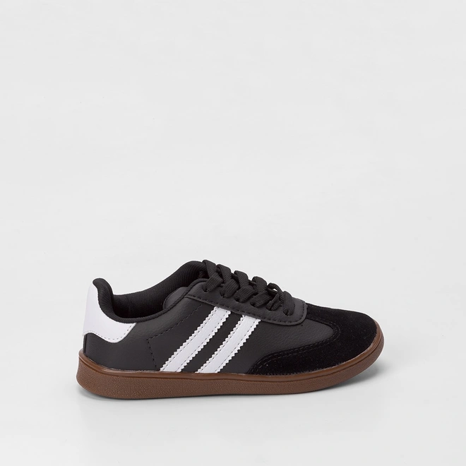 Tênis Infantil Vertus Casual Detalhe Recorte Nobuck Preto