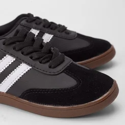 Tênis Infantil Vertus Casual Detalhe Recorte Nobuck Preto