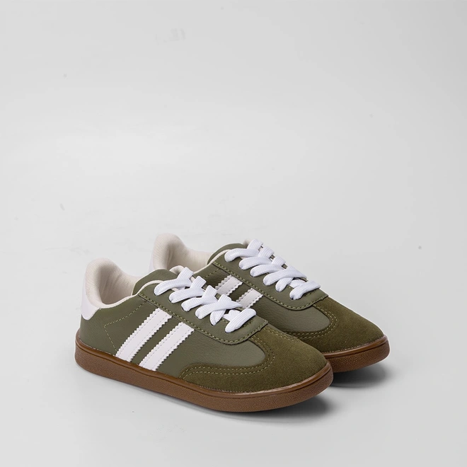 Tênis Infantil Vertus Casual Detalhe Recorte Nobuck Verde