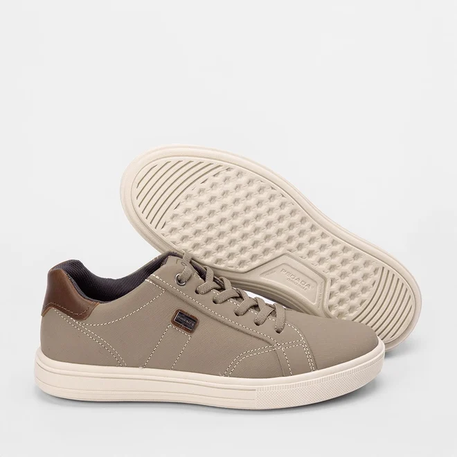 Sapatênis Pegada City Couro Texturizada Bege