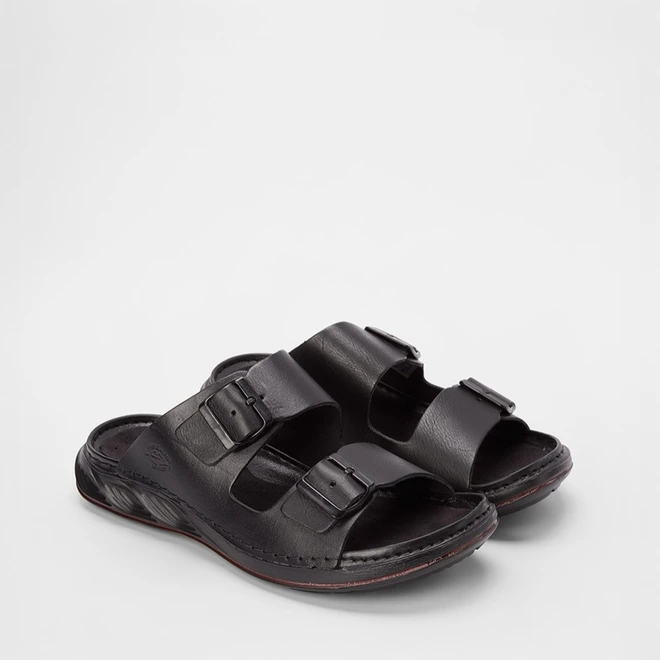 Papete Masculina Pegada Tira Fivela Couro Preto