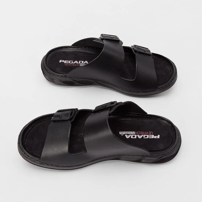 Papete Masculina Pegada Tira Fivela Couro Preto