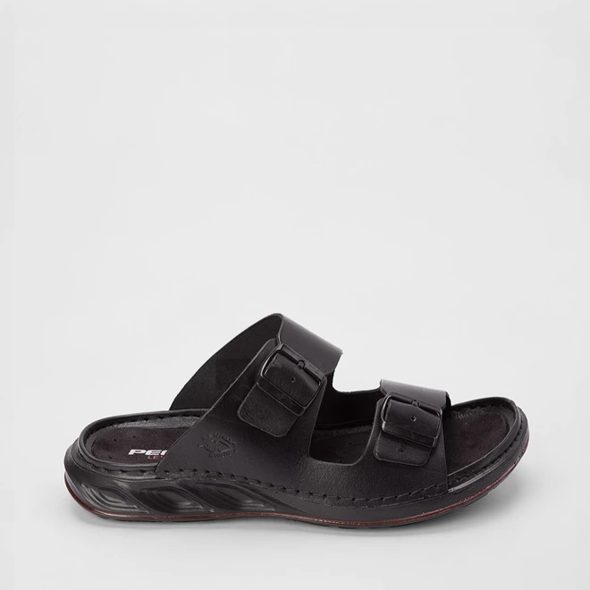 Papete Masculina Pegada Tira Fivela Couro Preto