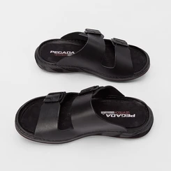 Papete Masculina Pegada Tira Fivela Couro Preto