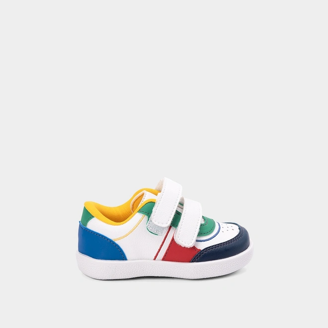 Tênis Casual Bebê Vertus Multicolor Contato Branco