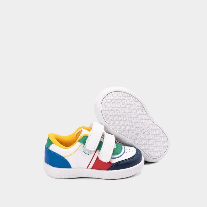 Tênis Casual Bebê Vertus Multicolor Contato Branco