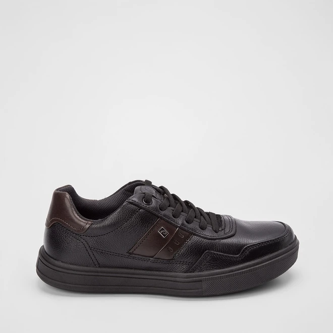Tênis Casual Masculino Pegada Original Em Couro Preto