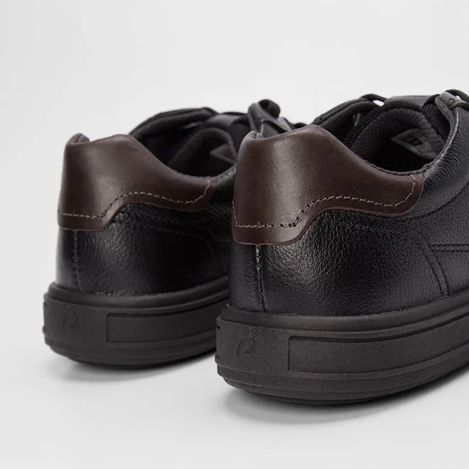 Tênis Casual Masculino Pegada Original Em Couro Preto