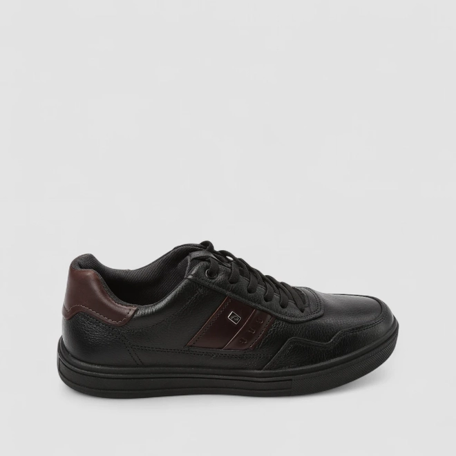 Tênis Casual Masculino Pegada Original Em Couro Preto