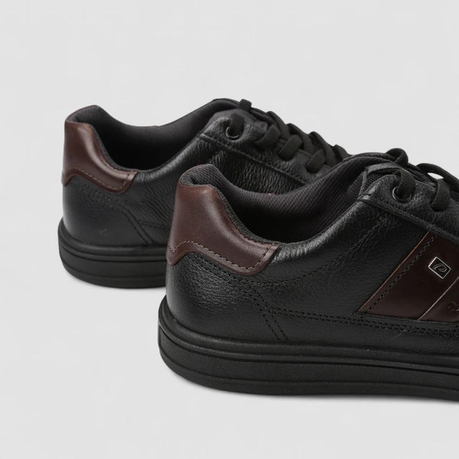 Tênis Casual Masculino Pegada Original Em Couro Preto