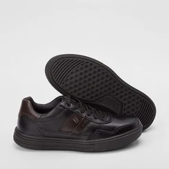 Tênis Casual Masculino Pegada Original Em Couro Preto