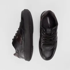 Tênis Casual Masculino Pegada Original Em Couro Preto