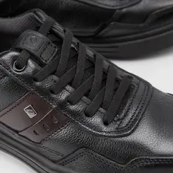 Tênis Casual Masculino Pegada Original Em Couro Preto