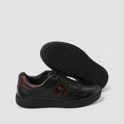 Tênis Casual Masculino Pegada Original Em Couro Preto