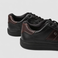 Tênis Casual Masculino Pegada Original Em Couro Preto