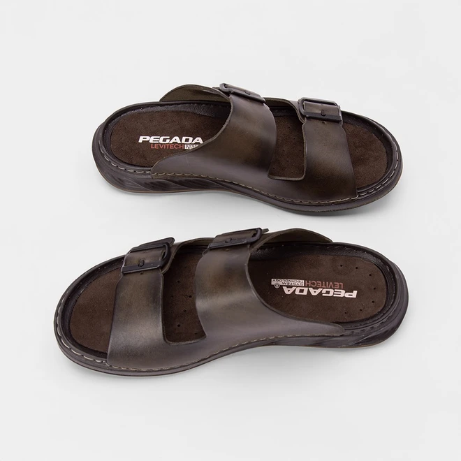 Papete Masculina Pegada Tira Fivela Couro Marrom