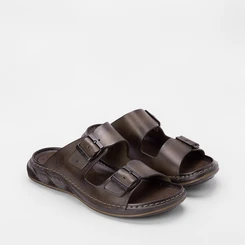 Papete Masculina Pegada Tira Fivela Couro Marrom